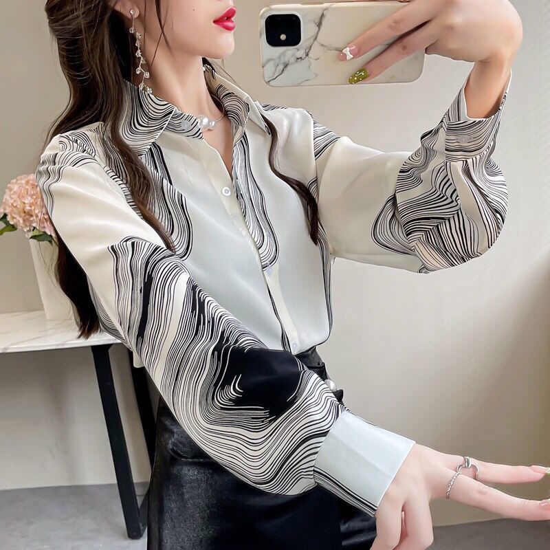 【ใหม่ เสื้อเชิ้ตผ้าชีฟองแขนยาว】เดรสผ้าชีฟอง นุ่มสบาย เดินทางง่าย เป็นมิตรกับผิวและระบายอากาศ