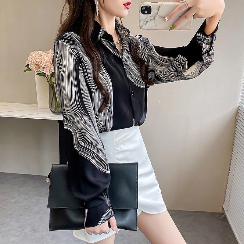【ใหม่ เสื้อเชิ้ตผ้าชีฟองแขนยาว】เดรสผ้าชีฟอง นุ่มสบาย เดินทางง่าย เป็นมิตรกับผิวและระบายอากาศ