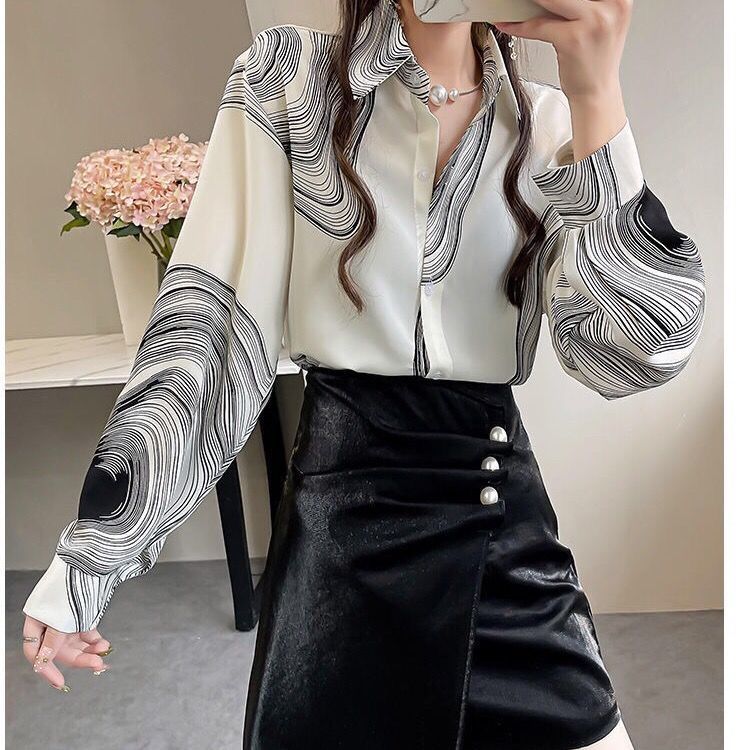 【ใหม่ เสื้อเชิ้ตผ้าชีฟองแขนยาว】เดรสผ้าชีฟอง นุ่มสบาย เดินทางง่าย เป็นมิตรกับผิวและระบายอากาศ